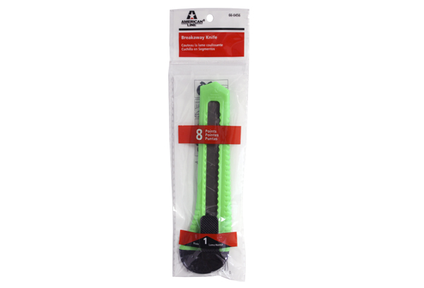 Snap Off Knife, 8 Point / 18 mm Neon Knife with 1 Blade, with wrapper